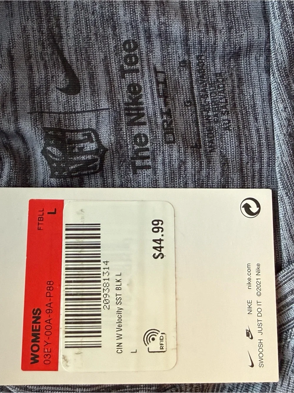 NWT NIKE CINCINNATI BENGALS WOMENS BLACK SIDELINE T-SHIRT Dri-Fit Sz LG